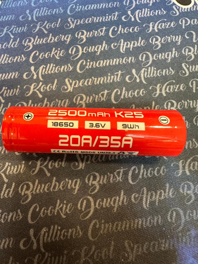 Vapcell K25 2500mAh FLAT TOP 18650 High drain - Crypto Vapes