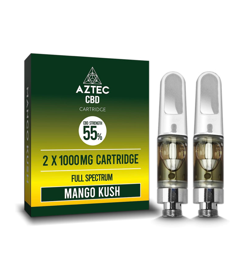 Aztec Refill Mango Kush 2-Pack 55% CBD Cartridges - Crypto Vapes