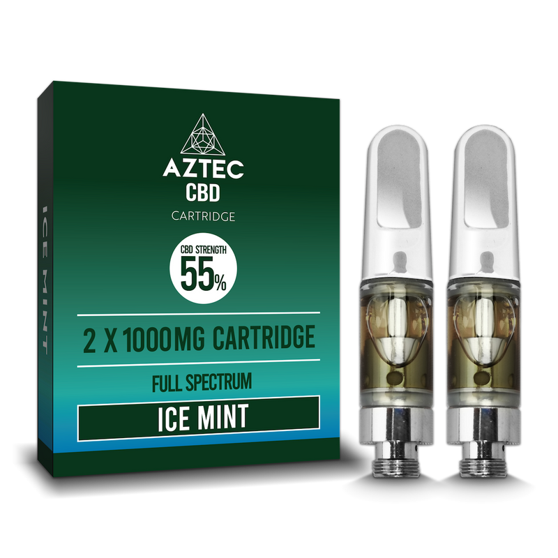Aztec Refill Ice Mint 2-Pack 55% CBD Cartridges - Crypto Vapes